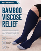 Doctor's Select 3 Pairs Plus Size Compression Socks Wide Calf - Bamboo Viscose Knee High Socks | Circulation Support