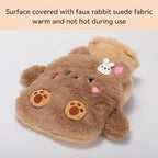 Bear Rubber Hot Water Bottle with Soft Removable Knit Outer Lid, Classic Rubber Hot and Cold Water Bottle with Cute Image Hand Feet Warmer and Shoulder Pain Relief