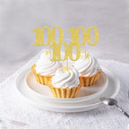 Rsstarxi 36 Pack Number 100 Cupcake Toppers Gold Glitter Cheers to 100 Years Birthday Cupcake Picks Decoration for Happy 100th Birthday Wedding Anniversary Party Cake Decorations