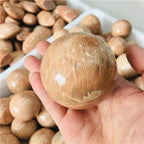 AtkitS Beautiful Natural Peach Moonstone Sphere Quartz Crystal Stone Ball Healing Reiki Decoration Gift 1pc (Size : 5-5.5cm)