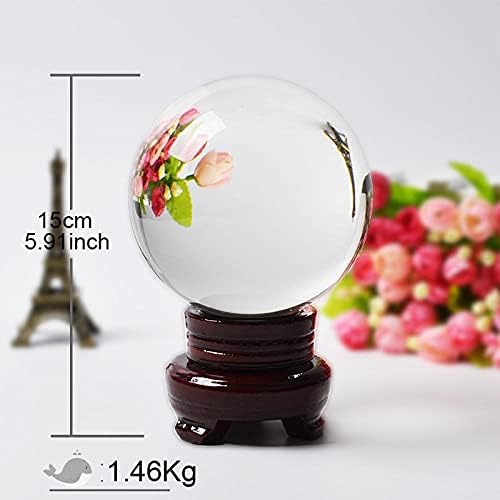 10CM Photography Crystal Ball Sphere Quartz Transparent Glass Ball Ornament Home Decor Gift-with Wood Base_10 cm