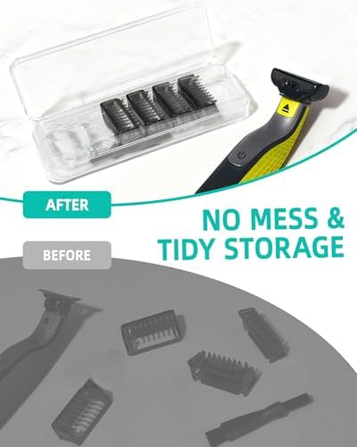 Guard Combs Kit with Case Compatible with Philips Norelco OneBlade Handles, 1/2/3/5mm Guide Combs, 0/3mm Body Comb and Protective Cap for Electric Shaver Accessories for Men