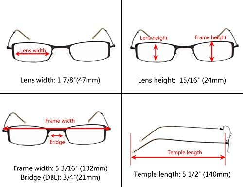 Eyekepper 3-Pack Unique Lightweight Stainless Steel Frame Reading Glasses For Men and Women Silver +1.25