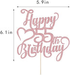 Rose gold Glitter Happy 55th Birthday Cake Topper - 55 Anniversary/Birthday - Hello 55, Cheers to 55 Years,55 & Fabulous Cake Topper Party Decoration