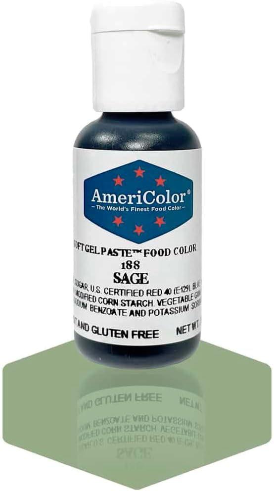 AmeriColor, Sage, 0.75 Ounce Bottle, Soft Gel Paste Food Color