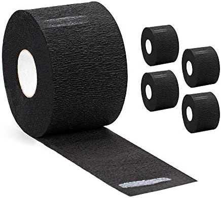 Disposable Paper Barber Neck Strips - 5 Rolls 500 Strips Black Professional Stretchy Paper Neck Band for Salon Haircut Styling