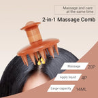 Silicon Scalp Massage Comb - Hair Oil Applicator Brush with Built-in Scale, 20 Silicone Bristles & Stainless Steel Teeth for Hair Growth Serum, Scalp Care and Relaxation (Skin)