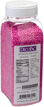 DecoPac Pink Sprinkles | Extra Large 26oz Pack | Cake Sprinkle Mix, Fancy Sprinkles For Cake Decorating, Handheld Container, Candy Sprinkles, Cake Sprinkles - Pink
