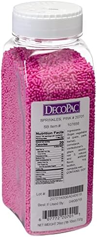 DecoPac Pink Sprinkles | Extra Large 26oz Pack | Cake Sprinkle Mix, Fancy Sprinkles For Cake Decorating, Handheld Container, Candy Sprinkles, Cake Sprinkles - Pink