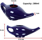 Qimacplus Leak Proof Durable Porcelain Ceramic Neti Pot Hold 230 Ml Water Comfortable Grip with 10 Sachet Neti Salt | Eco Friendly Natural Treatment for Sinus & Congestion (Blue)