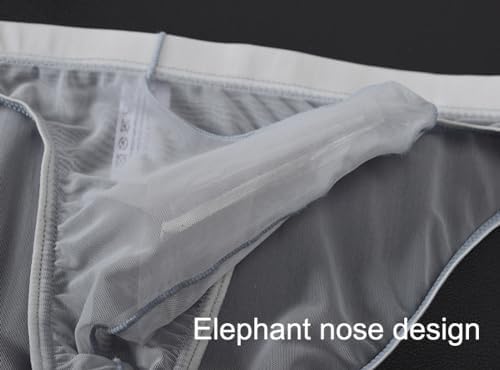 Men's See Through Mesh Briefs Elephant Nose Separate Pouch Bikini Underwear Transparent Briefs
