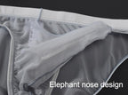 Men's See Through Mesh Briefs Elephant Nose Separate Pouch Bikini Underwear Transparent Briefs