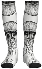 Jellyfish Pattern Print Compression Socks For Women & Men Calf Socks,15-20 Mmhg,For Travel Nursing Sports Flying