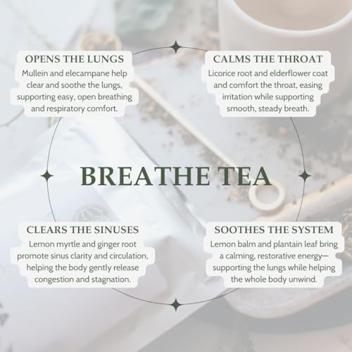 Elanen Naturals Organic Breathe Tea 4 oz. (113g), USDA Certified Organic Lung Tea for Bronchial Wellness and Smokers, Respiratory Blend, Gordo Lobo Herbs Loose Leaf, Mullein Detox Lungs, Cut & Sifted