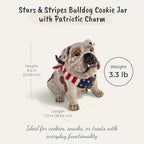 Blue Sky Clayworks Stars & Stripes Bulldog Cookie Jar, Ceramic, 8.5-Inch Height, Patriotic Kitchen Buddy