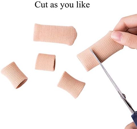 Makhry 4pcs Adjustable Cuttable Gel Toe and Finger Cap Lined Gel Toe Covers Sleeves Ribbed Knit Toe Caps Digital Caps (XL)
