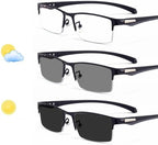 Progressive Multifocal Reading Glasses, Men's Photochromic Transition UV400 Sunglasses,+1.0 to +3.0 Diopter (Color : Black, Size : +1.50)