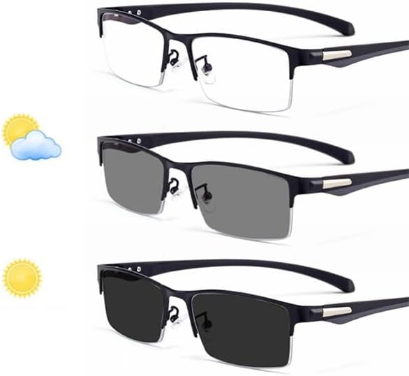 Progressive Multifocal Reading Glasses, Men's Photochromic Transition UV400 Sunglasses,+1.0 to +3.0 Diopter (Color : Black, Size : +1.50)