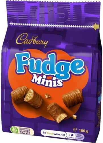 Cadbury Chocolate Fudge Minis Bites, Sharing Bag, Bite Size Treats, 100 g (Pack of 1)