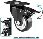 Caster Wheels - 3 Inch Casters Set of 4 Heavy Duty, BOSGEOT Locking Industrial Caster with 360 Degree No Noise Polyurethane Wheels, Swivel Plate Casters with Brake - Pack of 4
