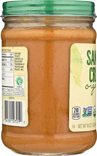 Santa Cruz Organic Crunchy Dark Roasted Peanut Butter, USDA Certified Organic, Non-GMO, 16 Oz (Pack of 6)