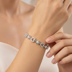 Tennis Bracelets for Women 14K Gold/White Gold Plated 5mm Round Heart Shape Cubic Zirconia Bracelets Trendy Dainty Rhinestone Bracelet Jewelry Gifts for Her Mom Wife
