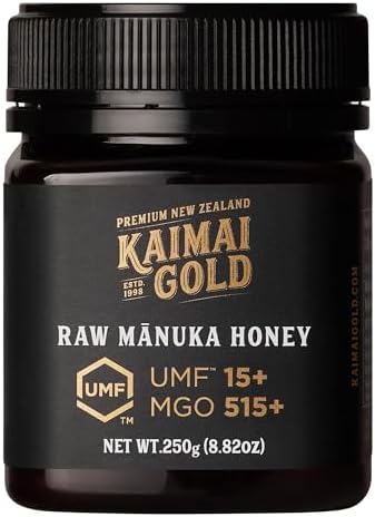 Kaimai Gold Raw Manuka Honey, MGO 515+, New Zealand Honey, Non-GMO, Traceable from Hive to Hand, Daily Wellness Support - 250g (8.8 Oz)