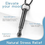 Mindfulness Breathing Necklace Stress Relief Pendant Stainless Steel Anxiety Breathe Necklace for Women Men
