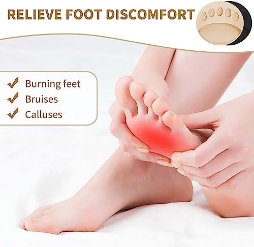 4 Pairs Honeycomb Fabric Forefoot Pads Women High Heels Invisible Socks High Heel Comfort Pads for Relieving Foot Fatigue Comfortable Non-Slip Corrective Toe Socks Pad (2Black 2Beige)