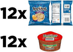 Frito Lay Tostitos Bitesize Rounds Chips and Salsa Dip Cups Variety Pack, (Pack of 24), Vegetarian, Blue