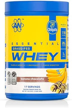 an Supps Essential Grass Fed Whey Protein Powder | 20g Protein, 500mg Potassium, 1g Sugar | Recovery, Muscle Growth, Rapid Digestion | Gluten Free | 17 Servings | Chiquita Banana Chocolate