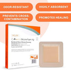 MedVance Bordered Silver Silicone Ag Sterile Absorbent Dressing, 4"x 4" (2.5"x 2.5" Pad), 5 dressings/Box, 5 Pack