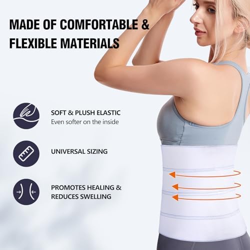Cozyhealth Elastic Universal Post Surgery Abdominal Binder Lower Waist Support Belt, Wide Belly Girdle Postpartum Stomach Surgical Compression Belly Band for Men and Women (4 Panel - 12", Large)