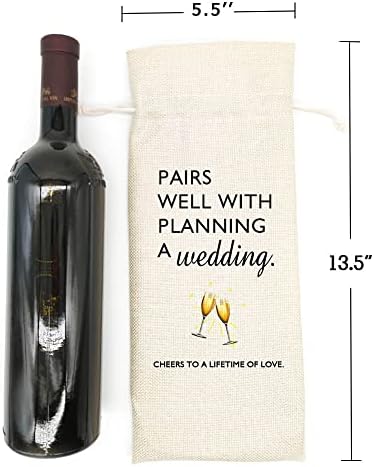 Socive Engagement Gifts for Couples, Wedding Gift Wine Bags, Engagement Gift, Bridal Shower Gift, Wedding Planning Gift, Burlap Reusable Wine Bag