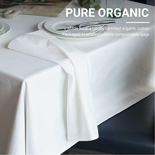 Organic Cotton Napkins - 4 Pack - 45 x 45 CM (18 x 18 in) - White; Easy-Care Washable Reusable Heavyweight Fabric; Eco-Friendly Cloth Dinner Napkins for Dining Party/Everyday Use