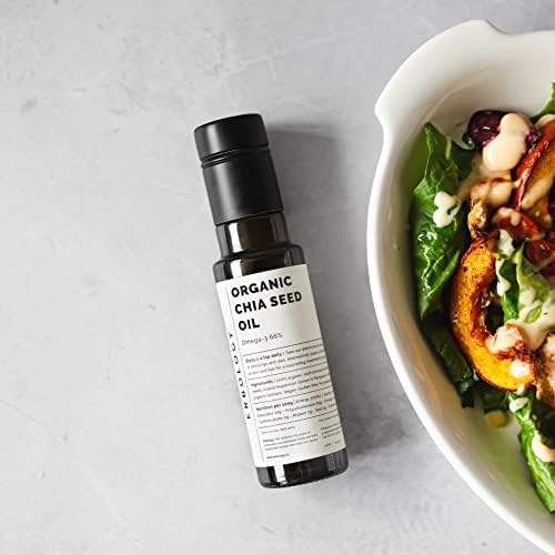 Erbology Organic Chia Seed Oil 3.4 fl oz - Cold-Pressed - Rich in Omega-3 (66%) and Vitamin E (330% RI) - No Additives or Preservatives - Sustainably Sourced - Vegan - GMO-Free
