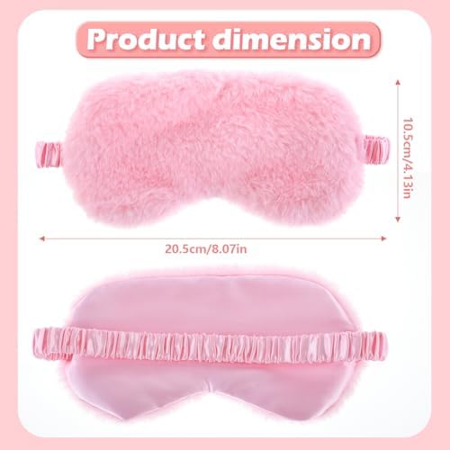 Oruola 2pcs Sleeping Mask for Kids,Comfortable Sleep Mask Plush Blindfold Satin Back Faux Fur Sleep Mask for Kid Women Men Travel Nap,Pink & White Kid Eye Mask for Sleeping