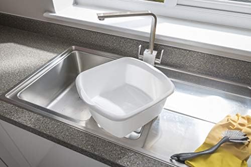 Addis 518084 Small Rectangular Washing Up Bowl, White, 8 LTR