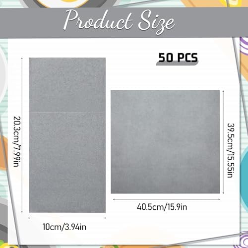 50 Pack Gray Linen Feel Napkins with Pocket, 2 Ply Gray Wedding Napkins, Decorative Dinner Napkin Paper, Prefolded Paper Disposable Airlaid Guest Hand Towel for Silverware Wedding Party Christmas