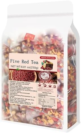 Wu Hong tea 8.81oz (10g×25packets) Five red Tea Brown sugar wolfberry red date peanut red bean Combination tea Bag blister Tea bag 五红茶250g