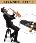 64Pcs 0.8mm Thick Saxophone and Clarinet Mouthpiece Cushion - Alto/Tenor Sax Mouthpiece Patches Pads Cushions - Oval Rubber Strong Adhesive for Beginners Musicians - Black