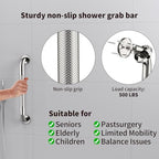 16 Inch Anti Slip Shower Grab Bar Handle, ZUEXT Chrome Finish Stainless Steel Bathroom Grab Bar, Knurled Bathroom Balance Bar,Safety Hand Rail Support,Handicap Elderly Injury Senior Assist Bath Handle
