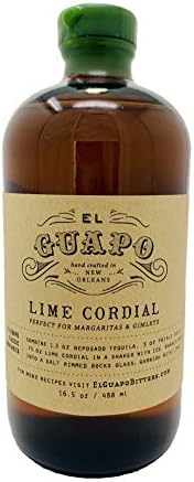 El Guapo Lime Cordial Syrup 16.5 oz - Premium Lime Flavor - Versatile Mixology Essential for Margaritas - Ethically Sourced Gluten Free - Ideal for Home Bartenders and Culinary Creators