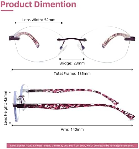 Progressive Multifocus Reading Glasses for Women Multifocal Rimless Womens Readers Trifocal Blue Light Blocking