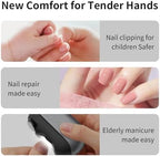 Easy Clip Nail Clippers,Electric Nail Clippers for Seniors,Upgraded 3 in 1 Automatic Electric Toenail Clippers for Thick Nails, Nail Care Tool with Led Light,for Seniors Kids Adults (Black*1)