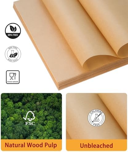 200 Pcs Parchment Paper Baking Sheets, 12x16.5 Inches Non-Stick Precut Baking Parchment, for Baking Cooking Cookie Bread and Air Fryer - Unbleached
