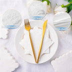 100 White Scalloped Cocktail Napkins, 3 Ply 5 x 5 Inch Beverage Napkins Paper Napkins Disposable Luncheon Napkins for Wedding Birthday Party Bridal Anniversary Baby Shower
