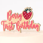 Berry First Birthday Cake Topper - Strawberry Theme Cake Topper, Berry Sweet One First Birthday Decoration for Party, Anniversary, Photo Props, Cake Smash