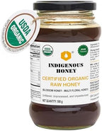 INDIGENOUS HONEY USDA Certified Organic Raw Wild Blossom Honey, Unfiltered Small-Batch Micro-Lot Harvest, Glass Jar, Single-Origin, 17.64 oz