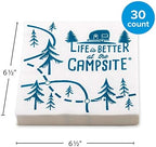 Camco 53375 Life is Better at The Campsite Paper Napkins, Map Design - Great for Everyday Meals and Special Occasions - 2-Ply, 30 Count